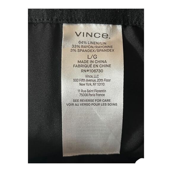 Vince Pants Straight Leg Linen Blend Pull-On black Large L - Picture 6 of 7